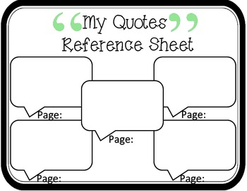 Preview of My Quotes Reference Sheet: Common Core Aligned