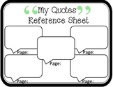 My Quotes Reference Sheet: Common Core Aligned