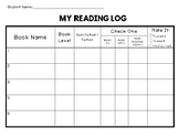 My Reading Log for Kindergarten and First Grade