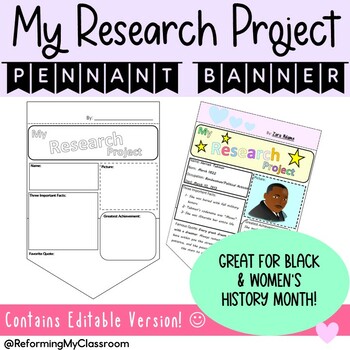 Preview of My Research Project Pennant Banner [Character/Person/Women's History Month]