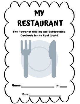 Preview of My Restaurant Project Based Learning   **WITH RUBRIC**