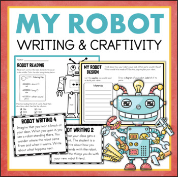 Preview of My Robot Opinion & Descriptive Writing Craftivity Fun Writing Activity 1st 2nd