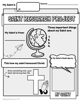 Preview of My Saint Research Project Primary Junior Coloring Page Activity Culture