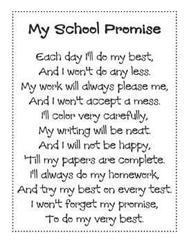 My School Promise Poem by Jami Brown | TPT