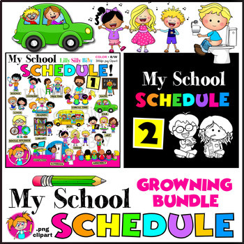 Preview of My School Schedule 1 & 2 - Growing Bundle (BOGO).