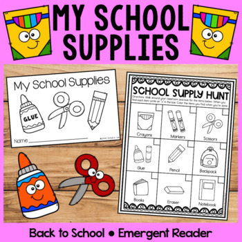 My School Supplies | Emergent Readers | Back to School | TpT