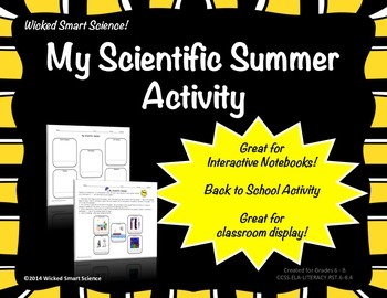 Preview of Back to School "My Scientific Summer" Activity