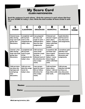 Preview of Rubrics and Assessment: Student Class Participation