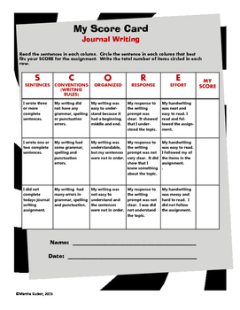 Preview of Assessment Tools:  Journal Writing Rubric