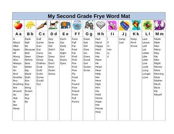Preview of First 300 Frye Words - My Second Grade Frye Word Mat