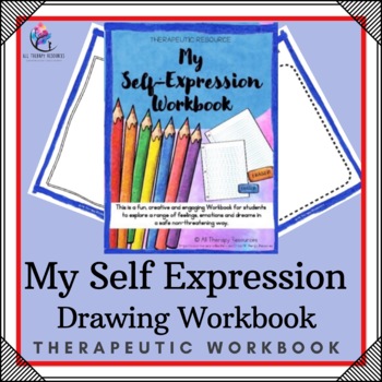 Preview of My Self-Expression Drawing Book - Creative Therapy Workbook - Lesson Plans
