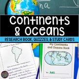 Continents and Oceans Geography Research, Study Cards, Qui