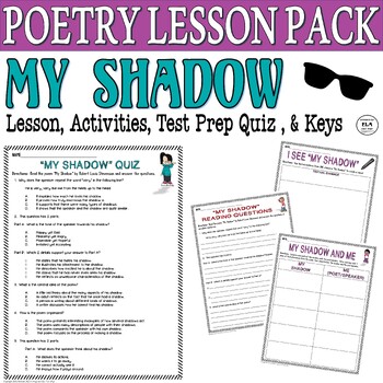 Preview of 2nd 3rd 4th Grade Poetry Test Prep Reading Worksheets My Shadow Poem Analysis