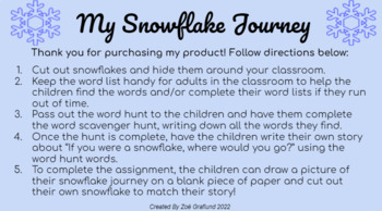 Preview of My Snowflake Journey - Word Scavenger Hunt & Writing Activity