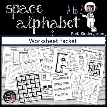 Preview of Space Alphabet A-Z Worksheet Packet