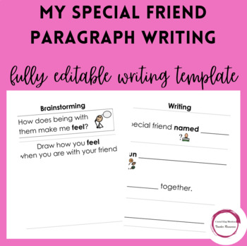 My Special Friend Paragraph Writing by Special Ed Teacher Resources