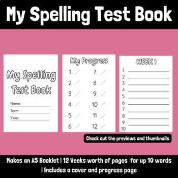 Preview of My Spelling Test Book (up to 10 words!)