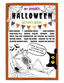 Preview of My Spooky Bad to the BONE Halloween Activity book homeschool 40 pages of fun