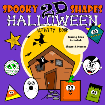 Preview of My Spooky Shapes Halloween Book | 2D Shapes with Tracing Lines (Shapes & Words)