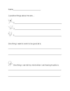 Preview of My Strong Mind Worksheet (For Social and Emotional Learning Growth Mindset)