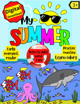 Preview of My Summer Coloring Workbook Early emergent reader In English PDF