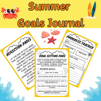Preview of My Summer Goals Journal : end of year goals journel june - July .