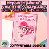 My Sweet Llamas Valentine's Day cards from Teacher to Students