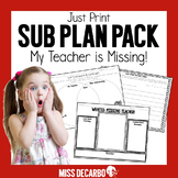 Sub Plan Pack My Teacher Is Missing