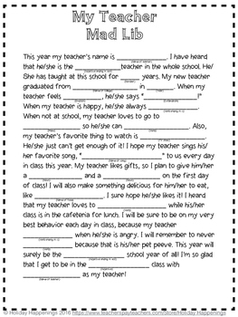 Detail libs. Mad libs teaching. Teacher get Mad at.