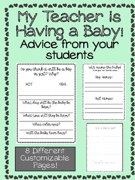 Preview of My Teacher is Having a Baby! Advice and Activities for Students