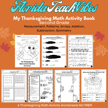Preview of My Thanksgiving Math Activity Booklet for Second Grade | NO PREP!