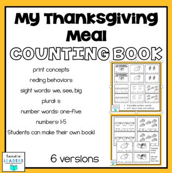 Preview of My Thanksgiving Meal Counting Book