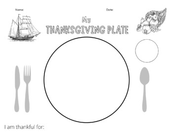 Preview of My Thanksgiving Plate Placemat Coloring/Activity Page