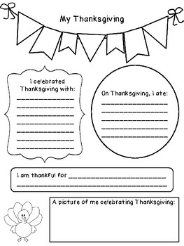 My Thanksgiving Writing Activity by Loving Learning by Laura B | TPT