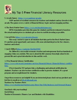 Preview of My Top 5 FREE Financial Literacy Resources