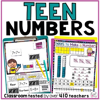 Preview of Teen Numbers Kindergarten | Writing Teen Numbers