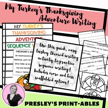 Preview of Thanksgiving Sequence Writing MY TURKEY'S ADVENTURE
