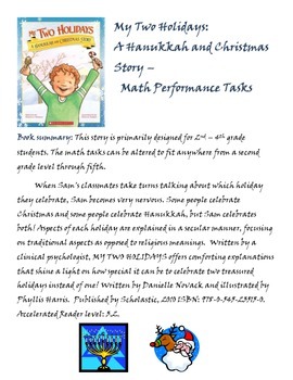 Preview of My Two Holidays: A Hanukkah & Christmas Story - Math / Writing Performance Tasks