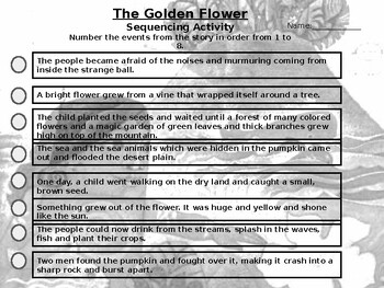 Preview of My View Grade 3 The Golden Flower Sequencing