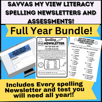 Preview of My View Literacy 3rd Spelling Assessments and Newsletters- Full Year Bundle