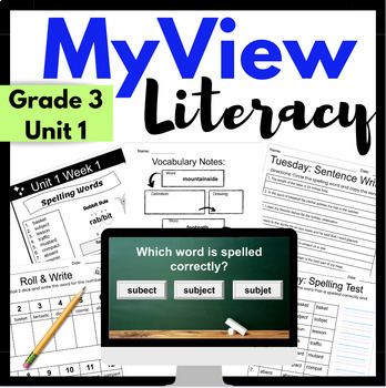 Preview of MyView Literacy 3rd Grade Unit 1 Spelling & Vocabulary Special Ed Back to School