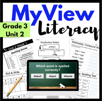Preview of MyView Literacy 3rd Grade Unit 2 Spelling & Vocabulary Bundle Special Education