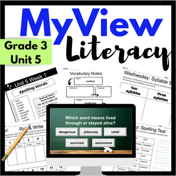 Preview of MyView Literacy 3rd Grade Unit 5 Spelling & Vocabulary Bundle Special Education