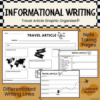 Preview of Informational Writing - Travel Article - Graphic Organizers