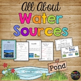 All About WATER SOURCES Book Game Posters and Worksheets Rivers Lakes Oceans