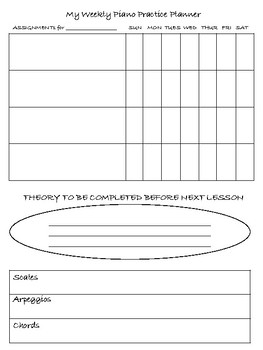 Preview of My Weekly Piano Practice Planner ONLINE,VIRTUAL