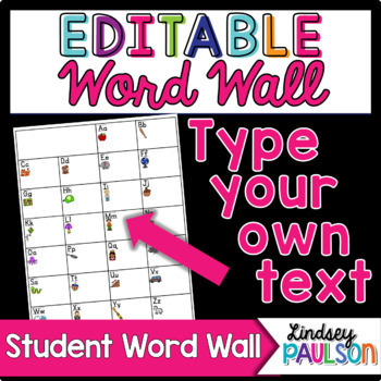 Preview of Editable Student Word Wall
