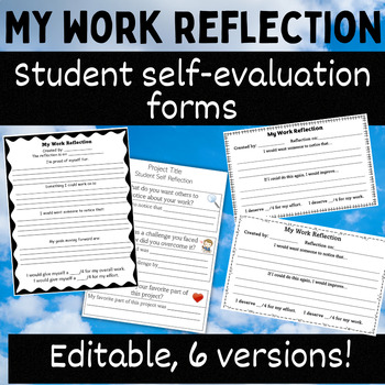 Preview of My Work Reflection: A Student Self Evaluation Form