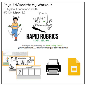 Preview of My Workout Plan - Physical Education - Time Saving Task - Rapid Rubrics