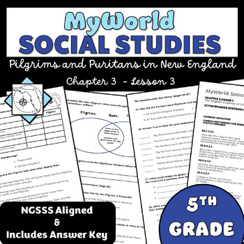 Preview of My World Social Studies Florida - Ch 3 Lesson 3 - Pilgrims & Puritans in New Eng
